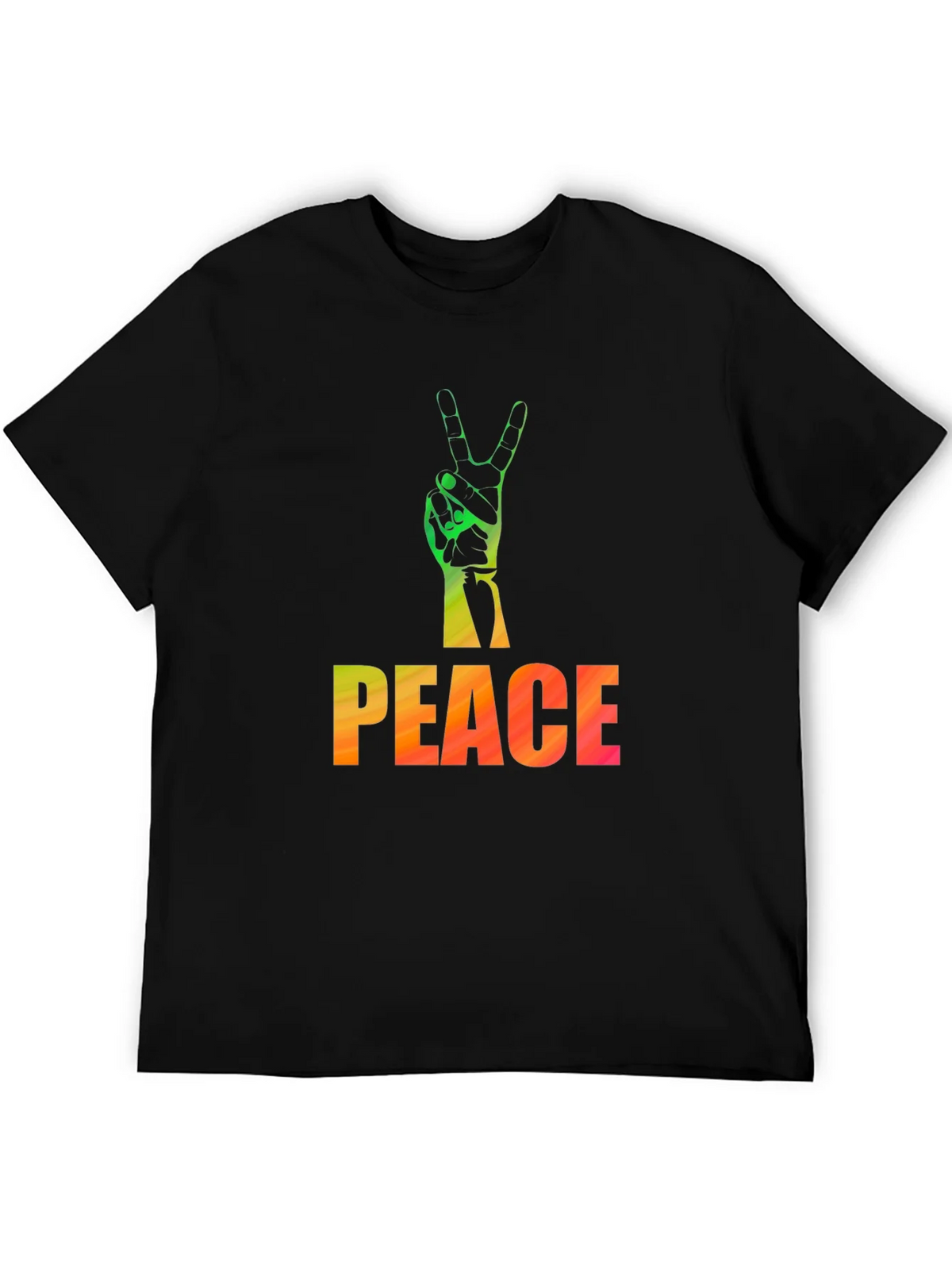 Peace Sign Graphic Tee - Black Casual T-Shirt product image 5