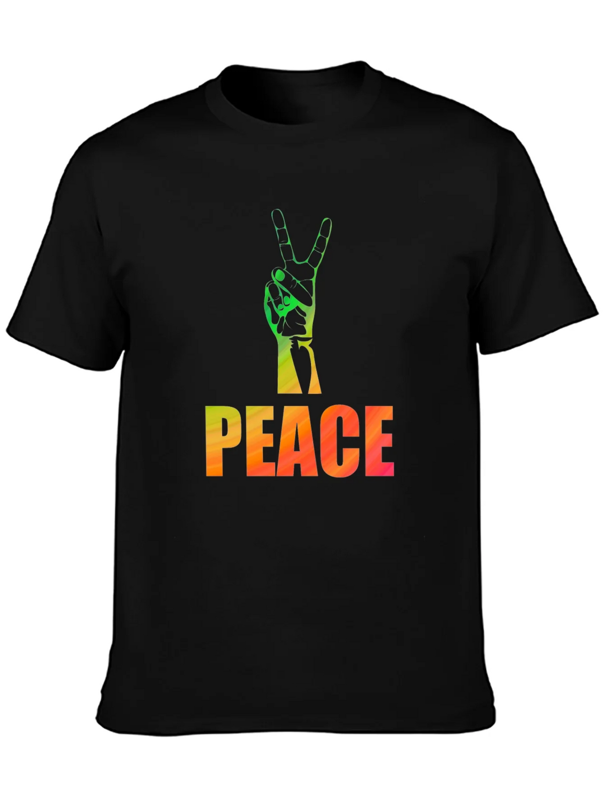 Peace Sign Graphic Tee - Black Casual T-Shirt product image 3
