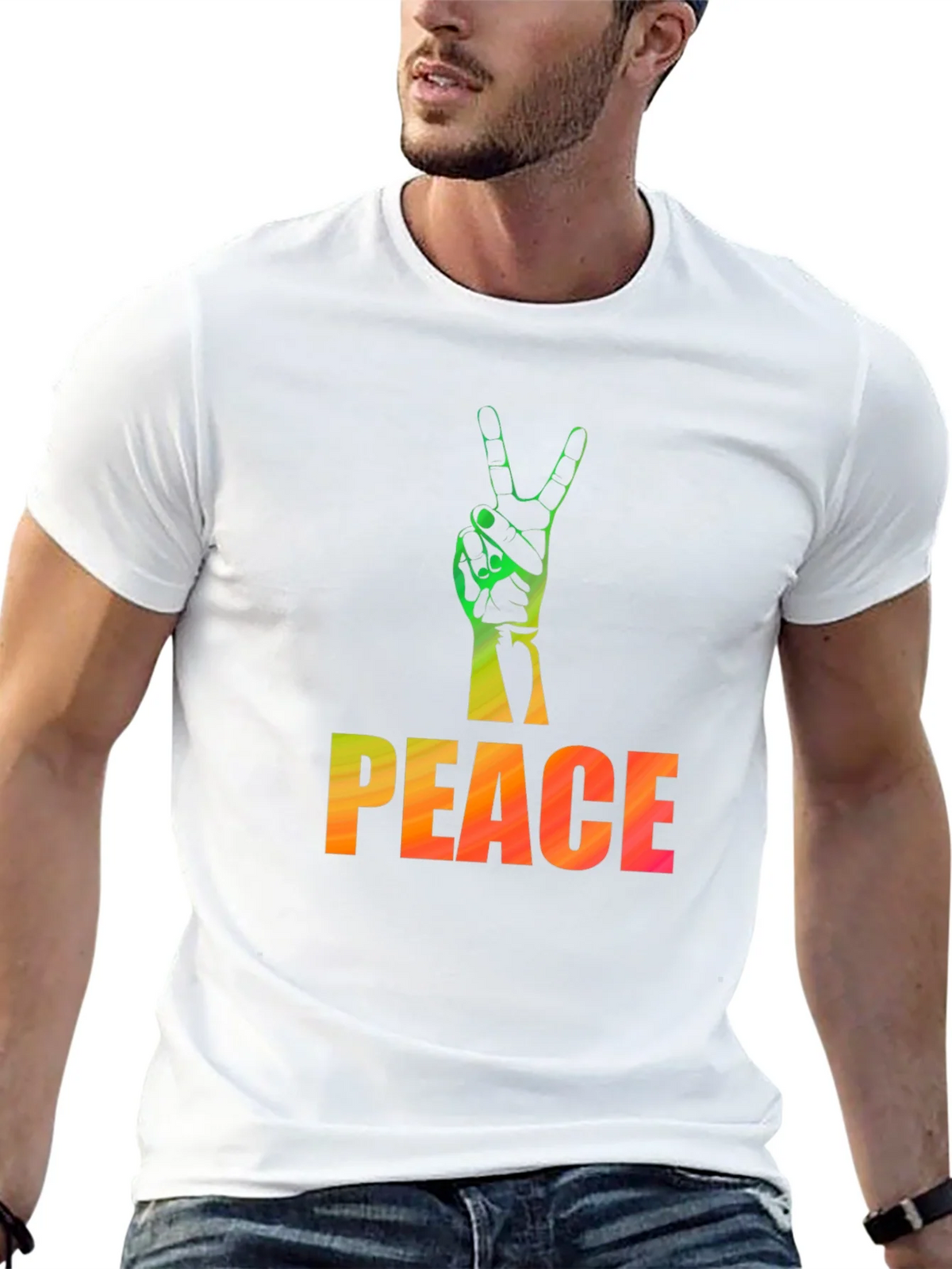 Peace Sign Graphic Tee - Black Casual T-Shirt product image 12