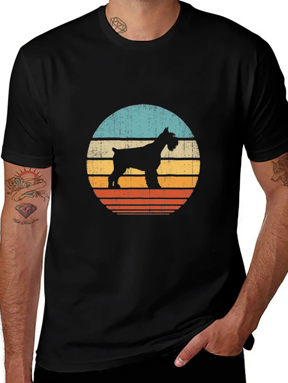 Vintage Schnauzer Sunset T-Shirt | Dog Lover Tee product image 1