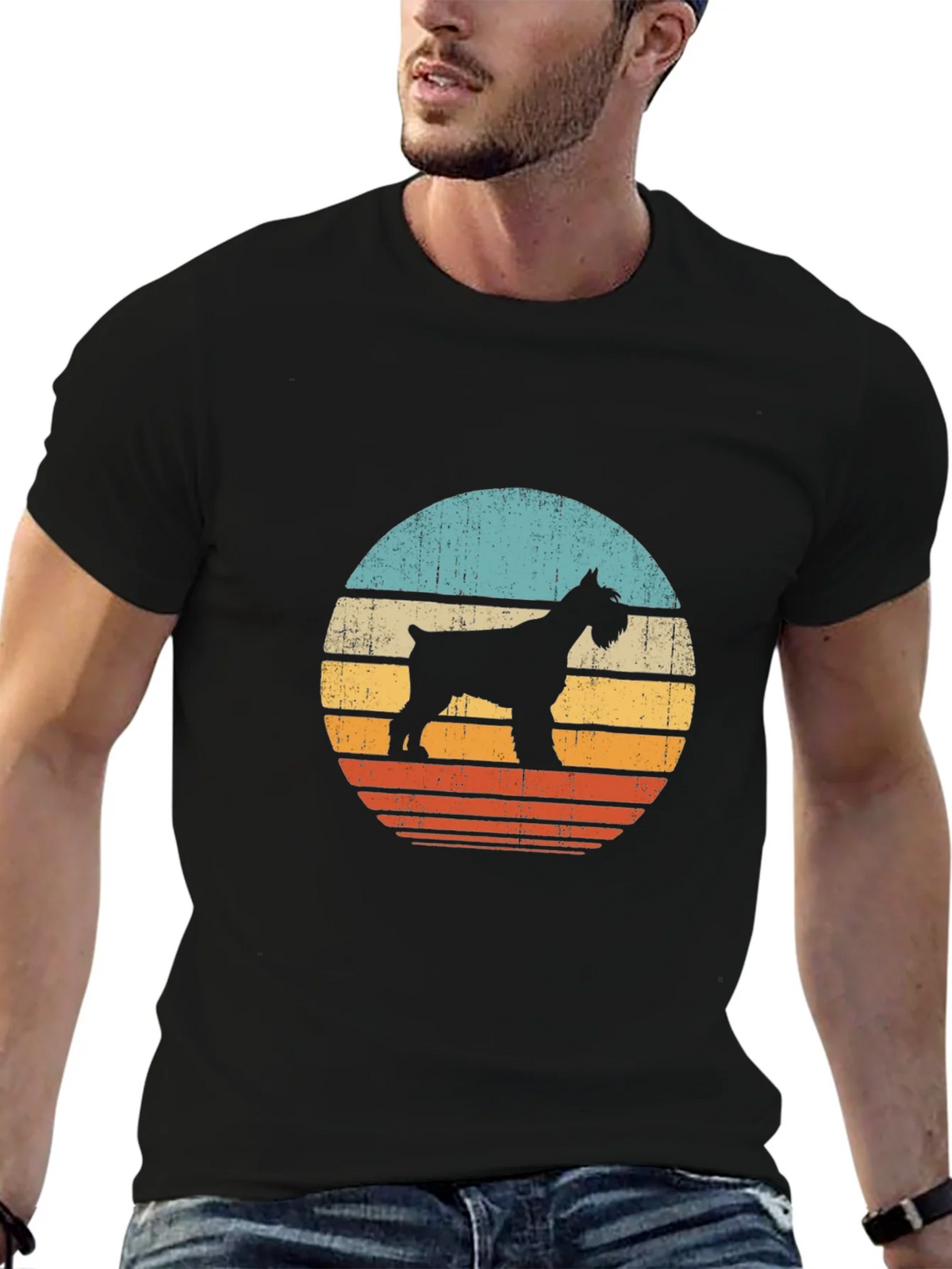 Vintage Schnauzer Sunset T-Shirt | Dog Lover Tee product image 6