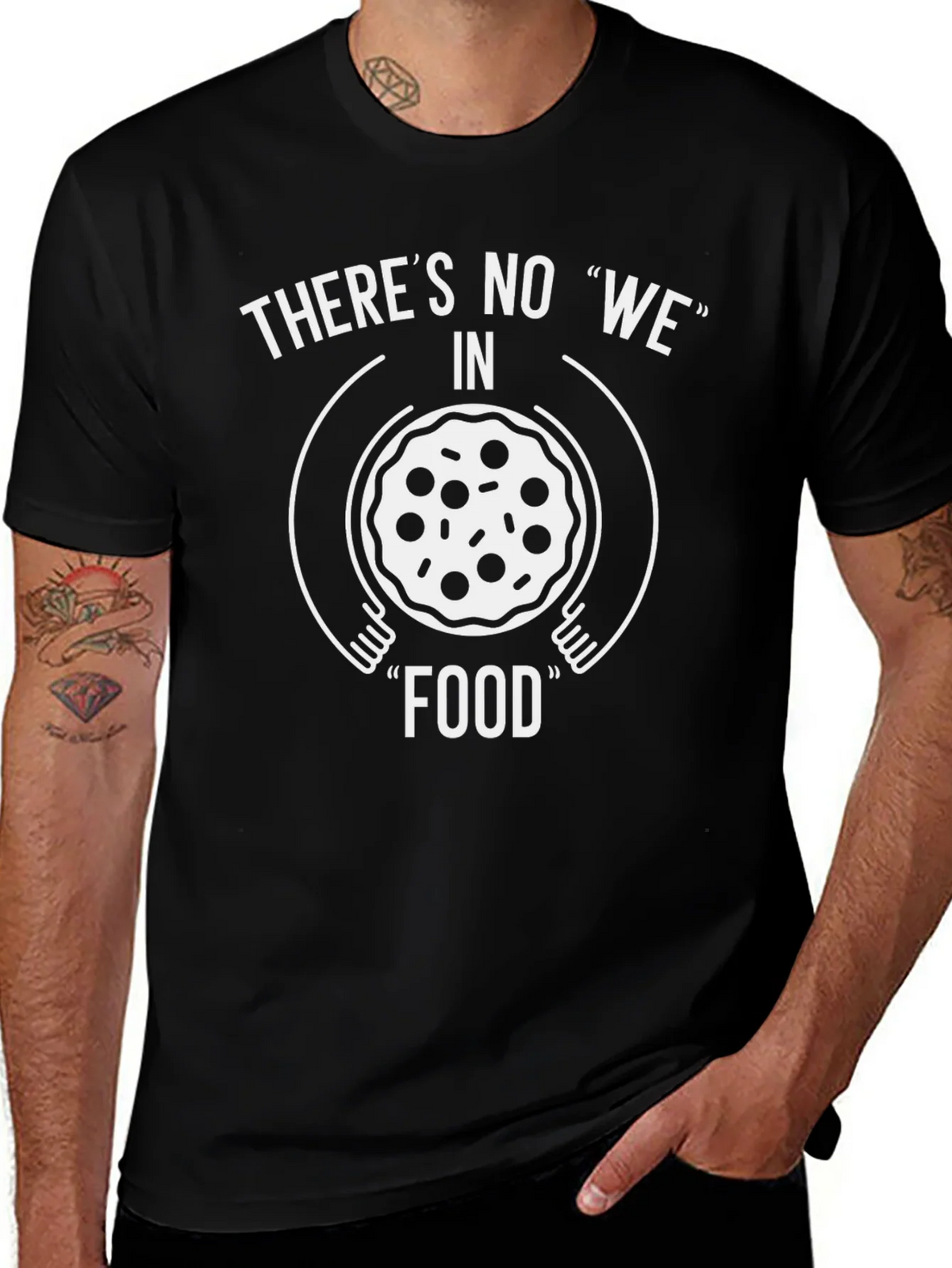 Funny Pizza T-Shirt: Theres No We in Food! product image 1
