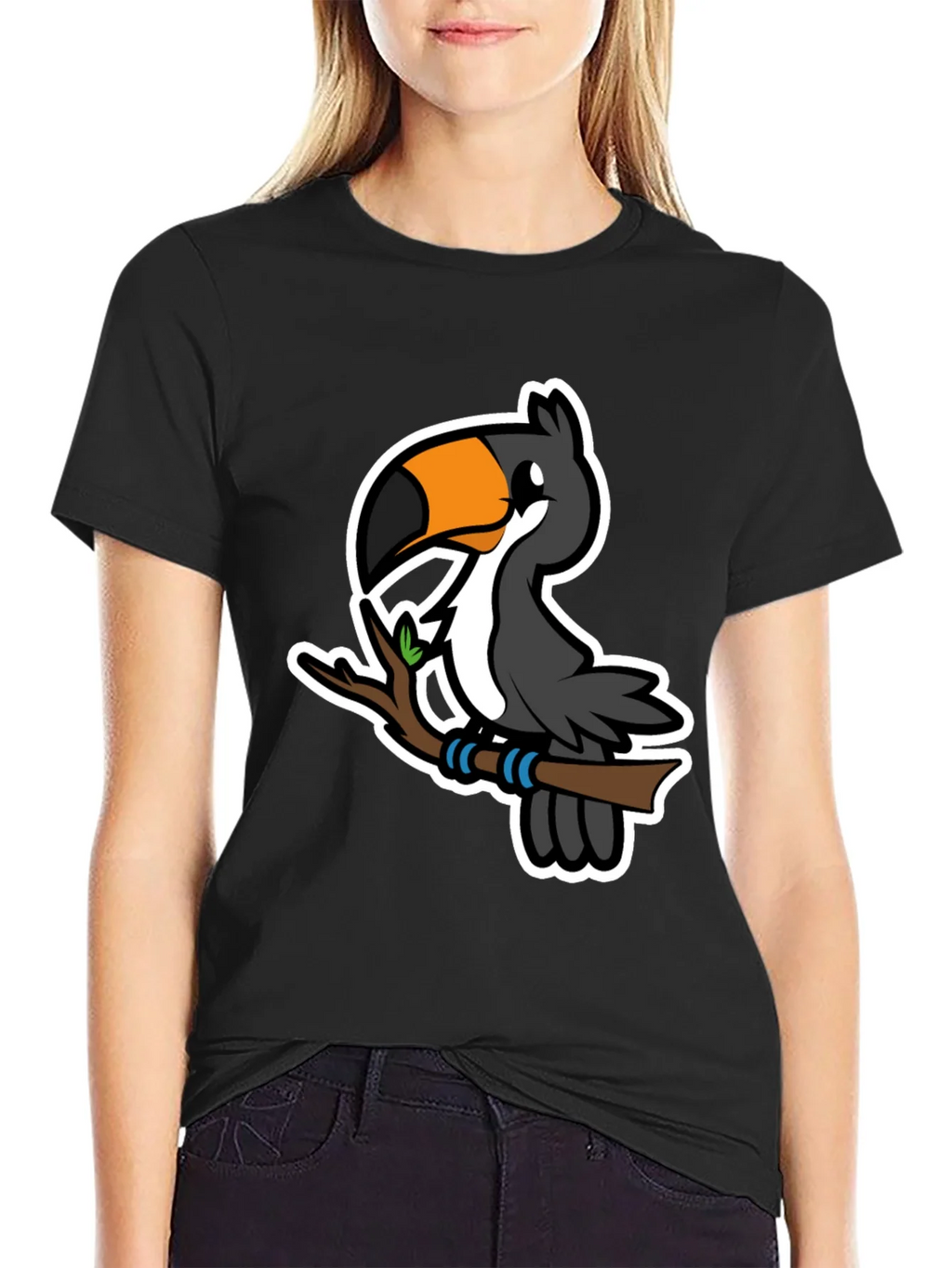 Cartoon Toucan on Branch Graphic T-Shirt product image 2