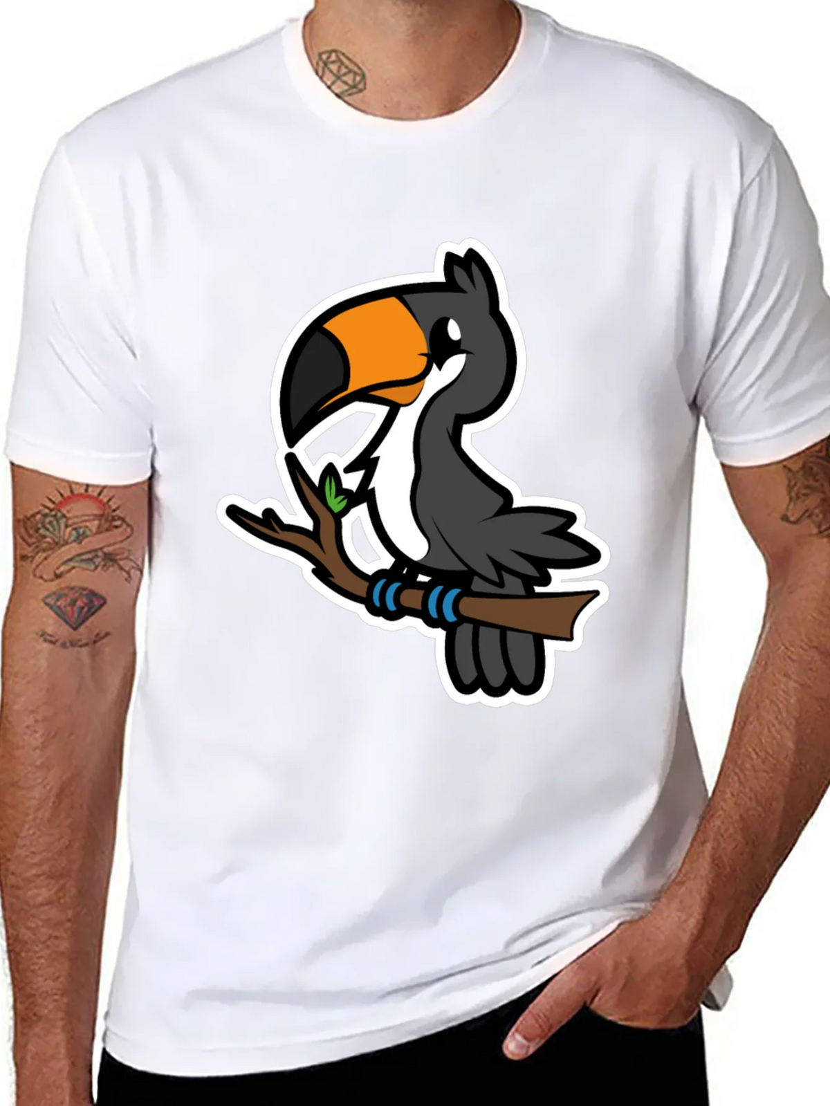 Cartoon Toucan on Branch Graphic T-Shirt product image 7
