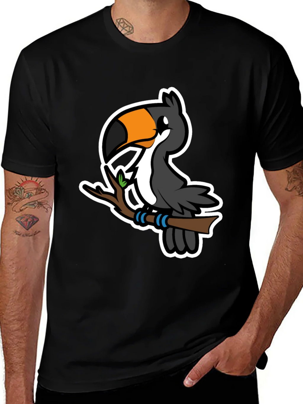 Cartoon Toucan on Branch Graphic T-Shirt product image 1