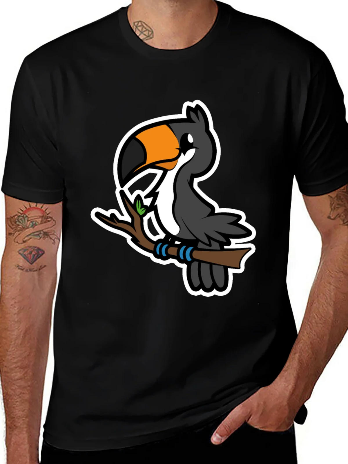Cartoon Toucan on Branch Graphic T-Shirt product image 1