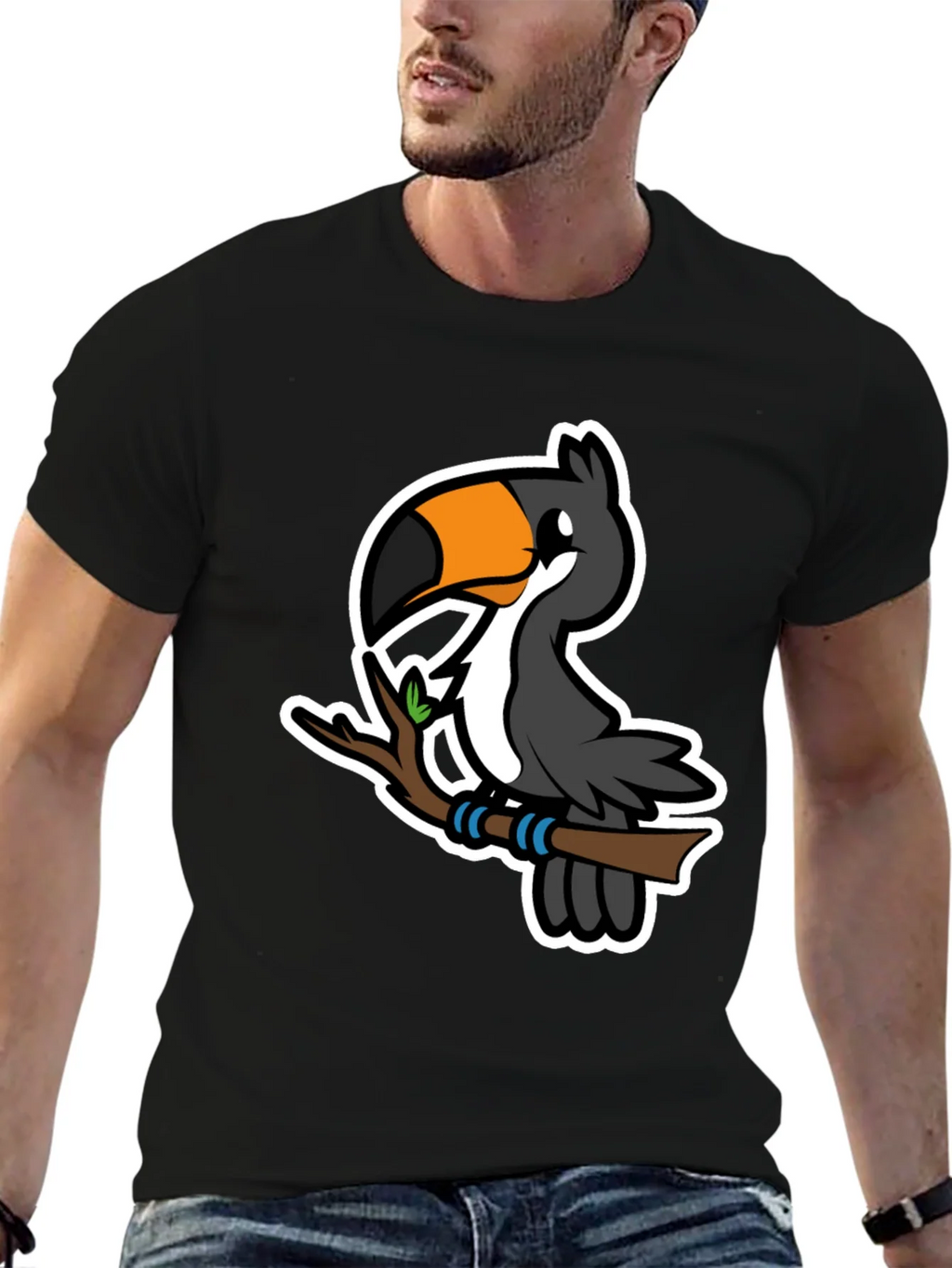 Cartoon Toucan on Branch Graphic T-Shirt product image 6