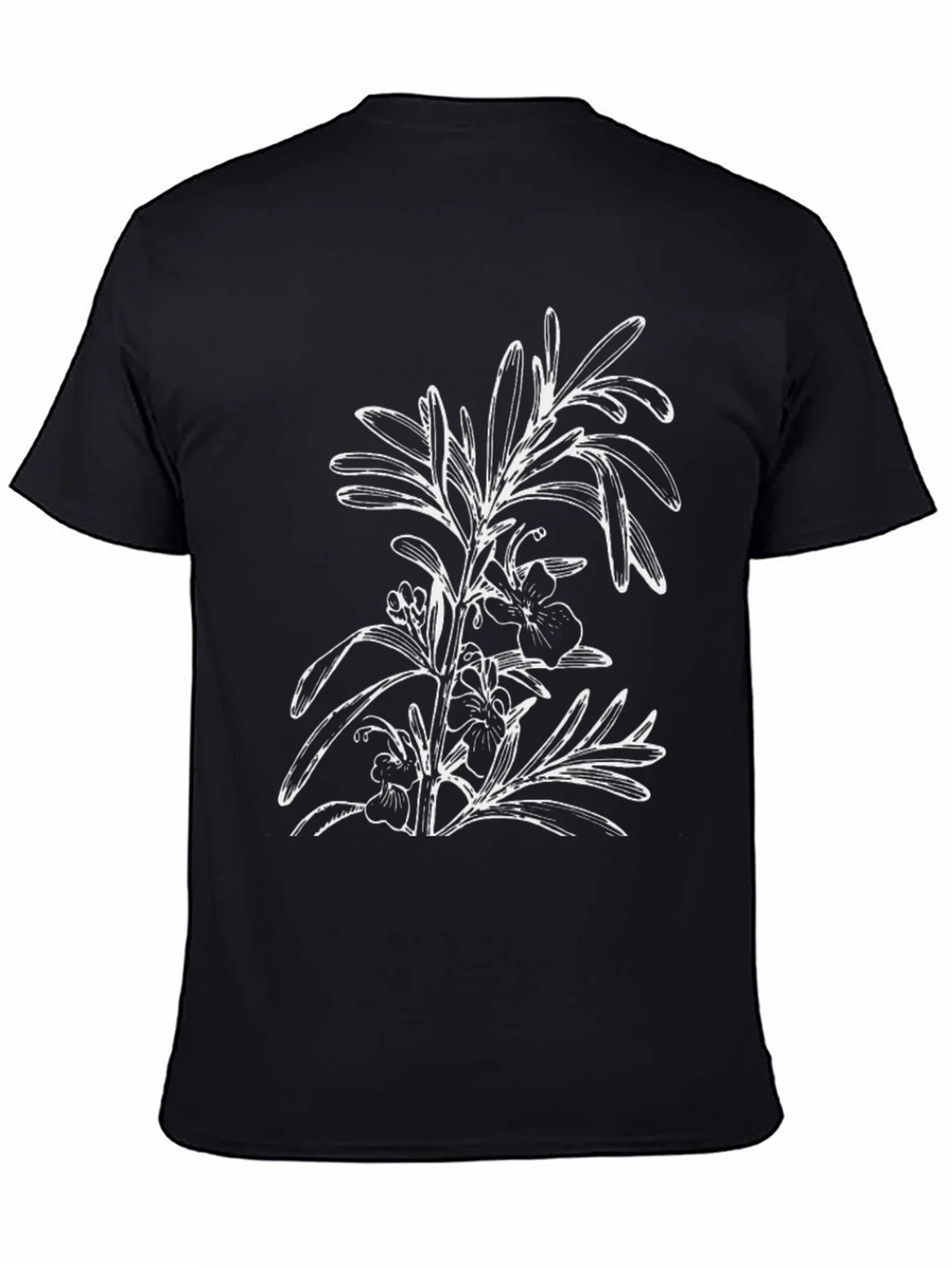 Black T-Shirt with Floral Botanical Graphic product image 4