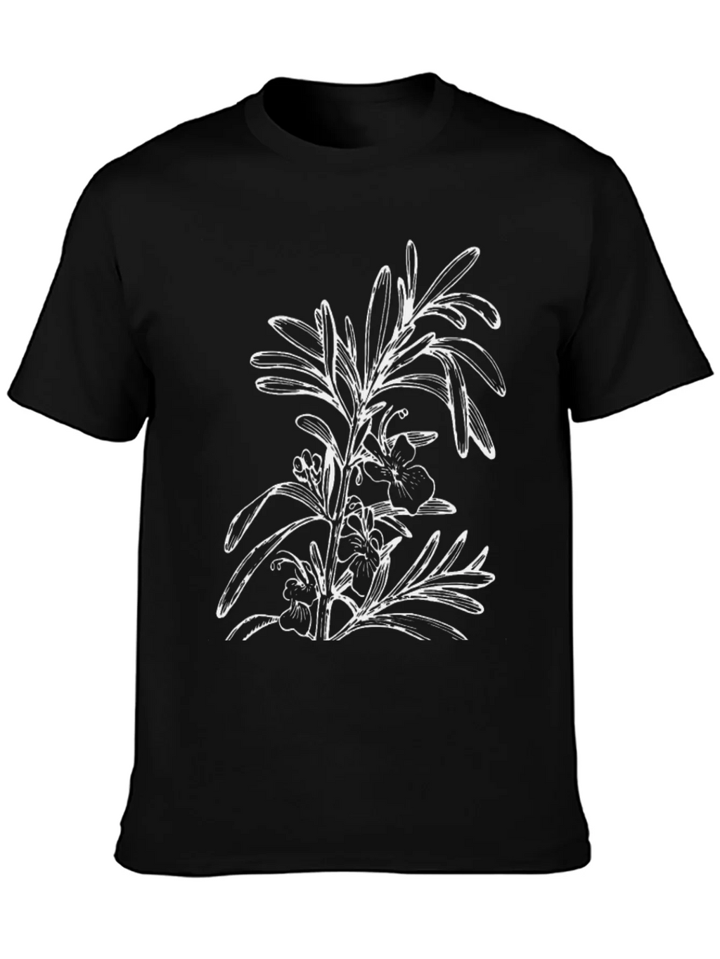 Black T-Shirt with Floral Botanical Graphic product image 3