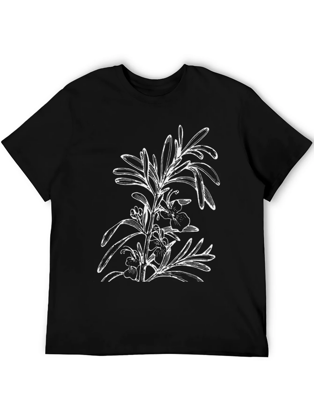 Black T-Shirt with Floral Botanical Graphic product image 5