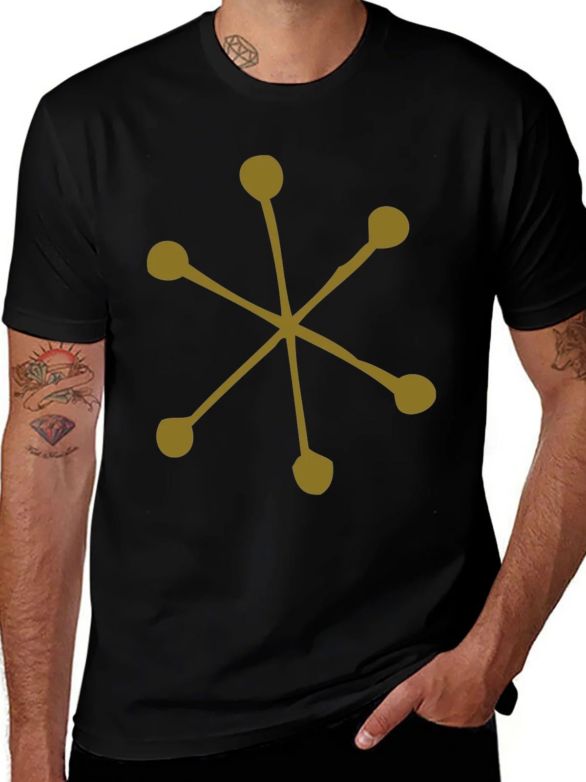 Abstract Starburst Graphic Tee - Black Cotton Casual product image 1