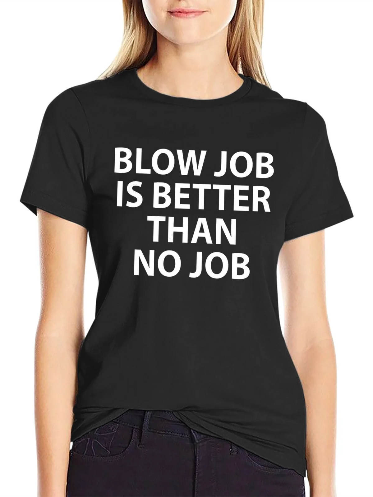 Humorous Black T-Shirt - Blow Job Slogan product image 1