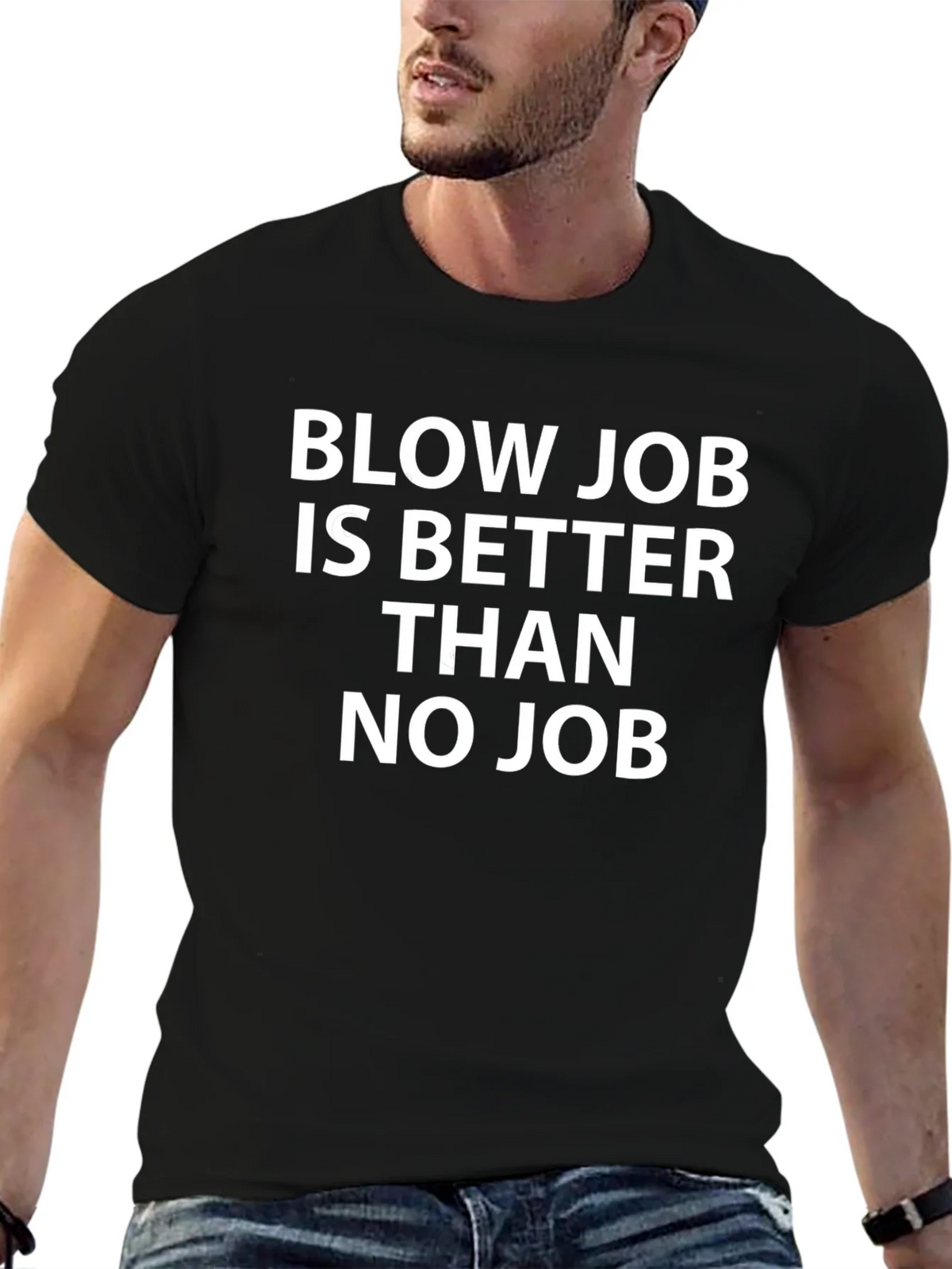 Humorous Black T-Shirt - Blow Job Slogan product image 4