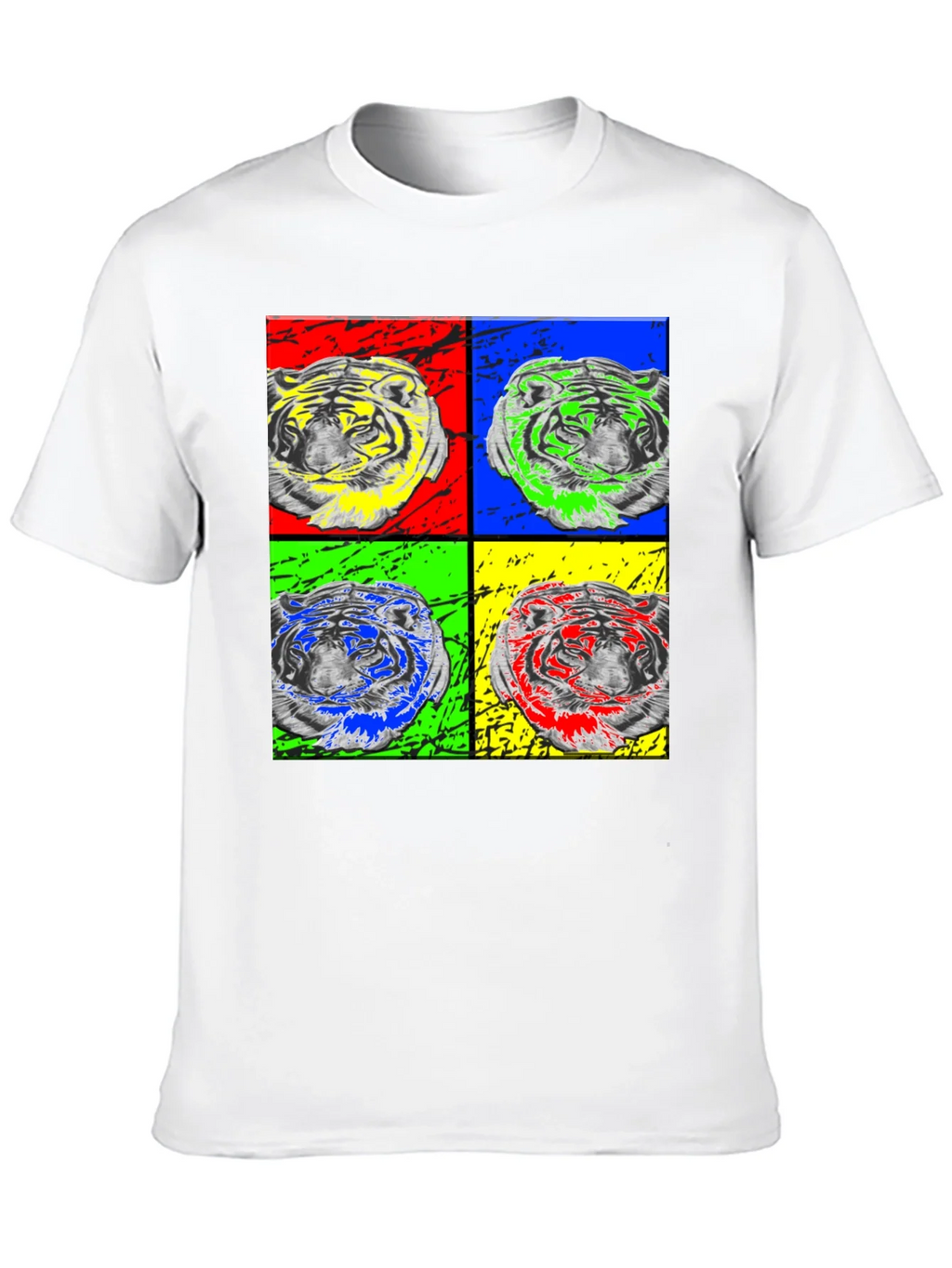 Pop Art Tiger Graphic Black T-Shirt product image 9