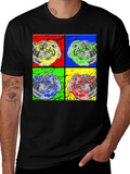 Pop Art Tiger Graphic Black T-Shirt product image 1
