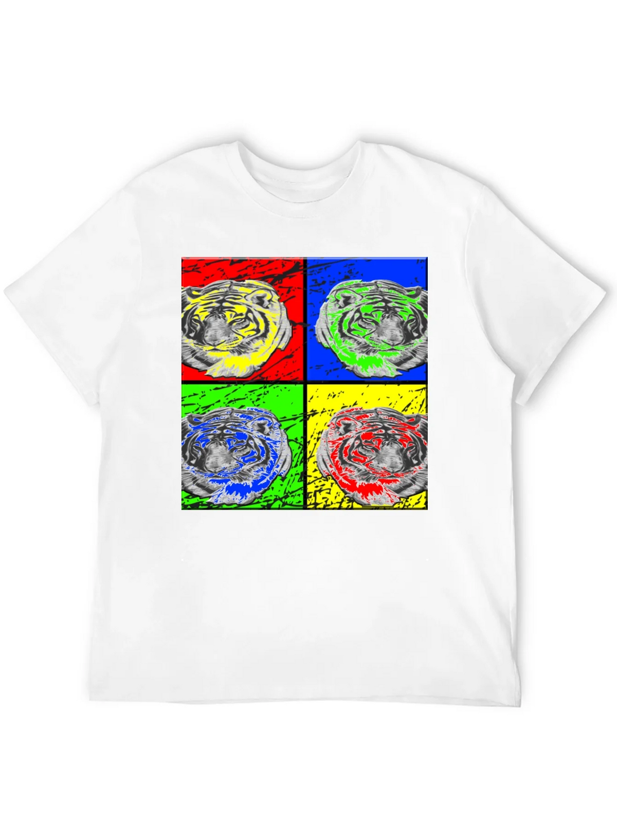 Pop Art Tiger Graphic Black T-Shirt product image 11