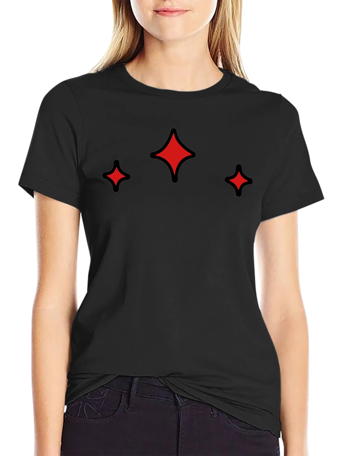Modern Black Tee with Red Sparkle Design product image 2