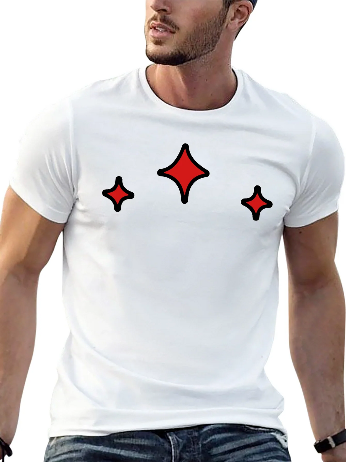Modern Black Tee with Red Sparkle Design product image 12