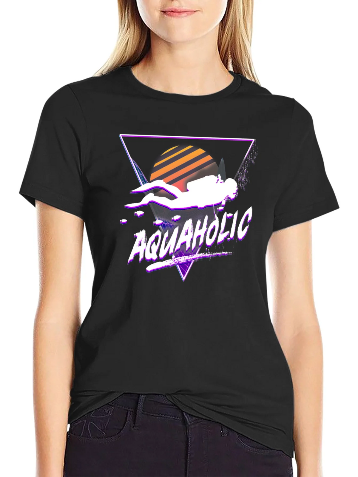 Aquaholic Scuba Diver Graphic Tee - Retro Style product image 2