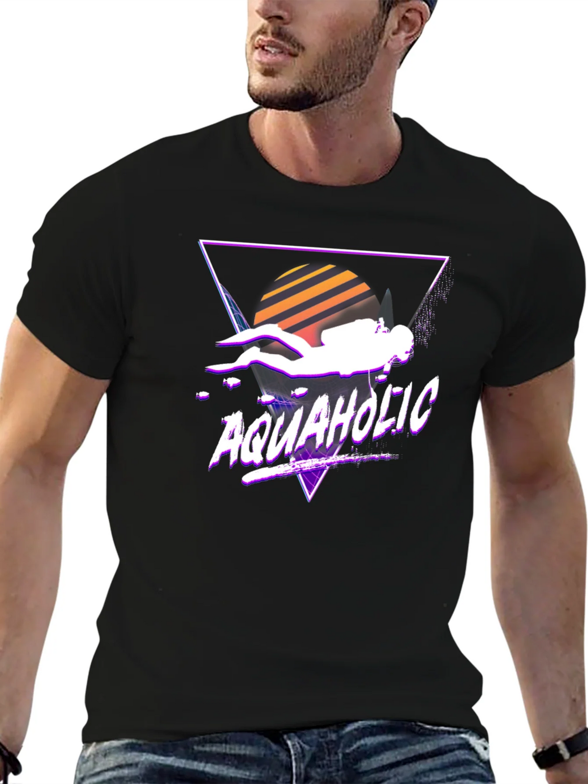 Aquaholic Scuba Diver Graphic Tee - Retro Style product image 4