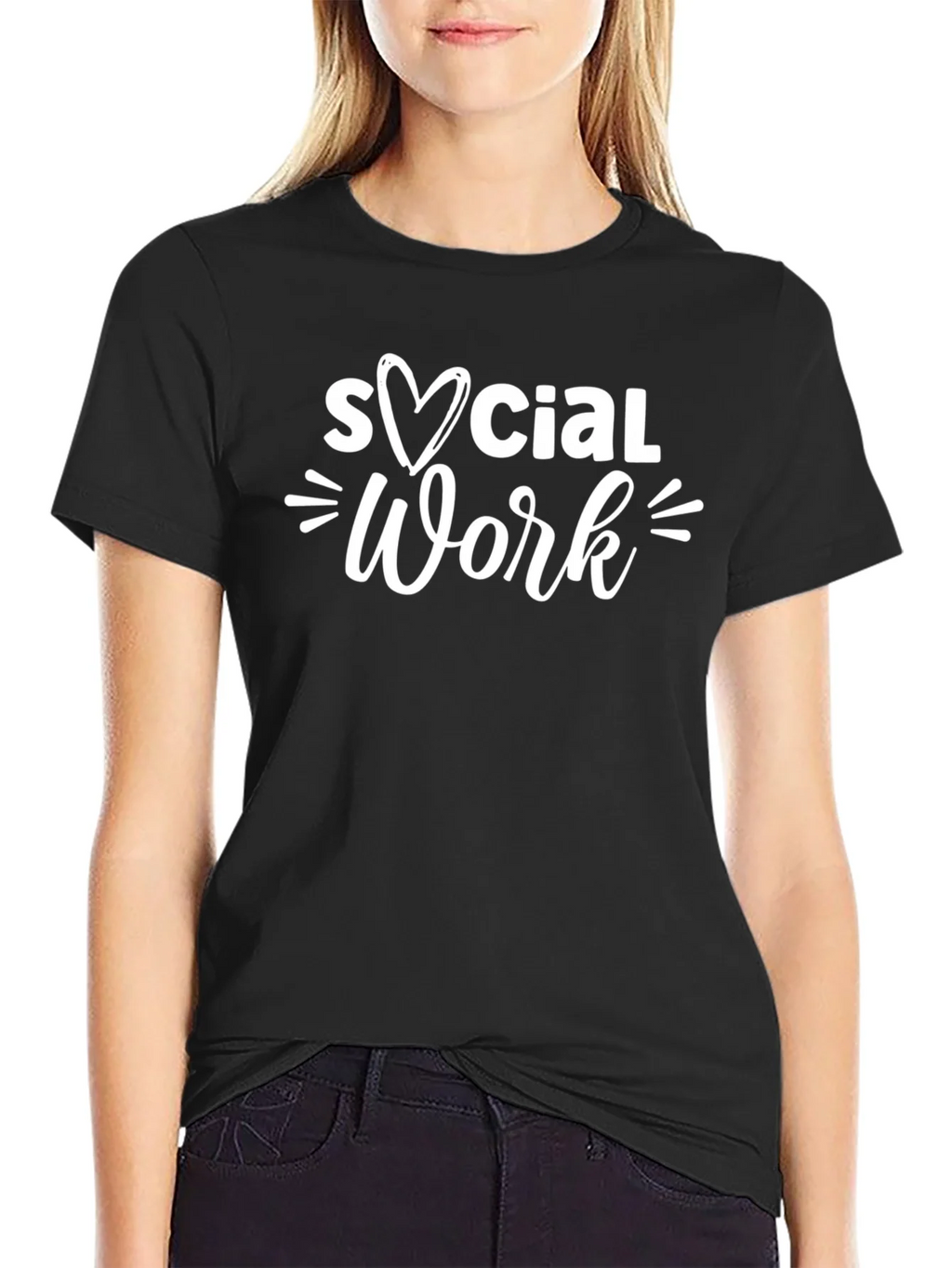 Social Work Heart Graphic Tee - Black product image 2