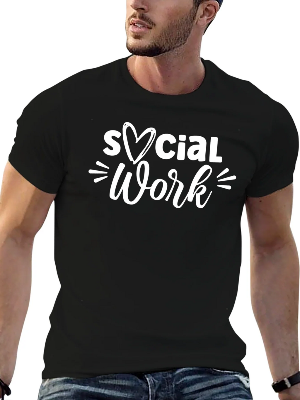 Social Work Heart Graphic Tee - Black product image 6