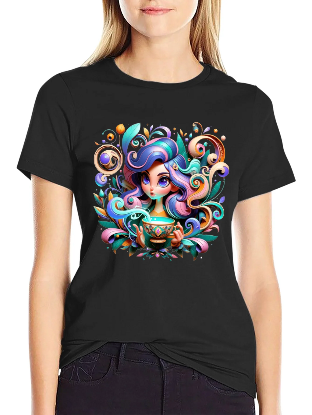 Whimsical Girl Graphic Tee - Unique Design product image 2