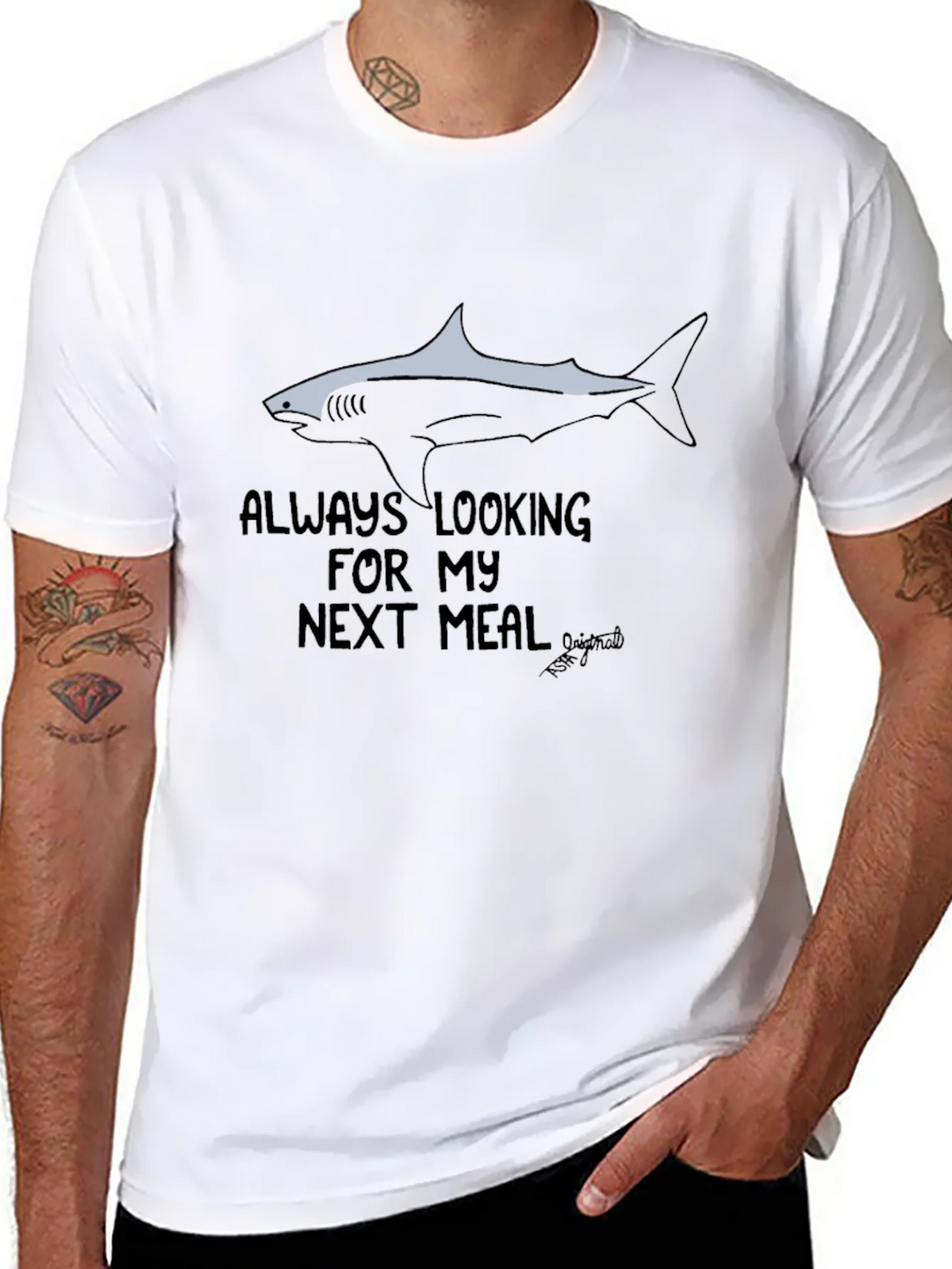 Always Looking Shark Graphic Black T-Shirt product image 7