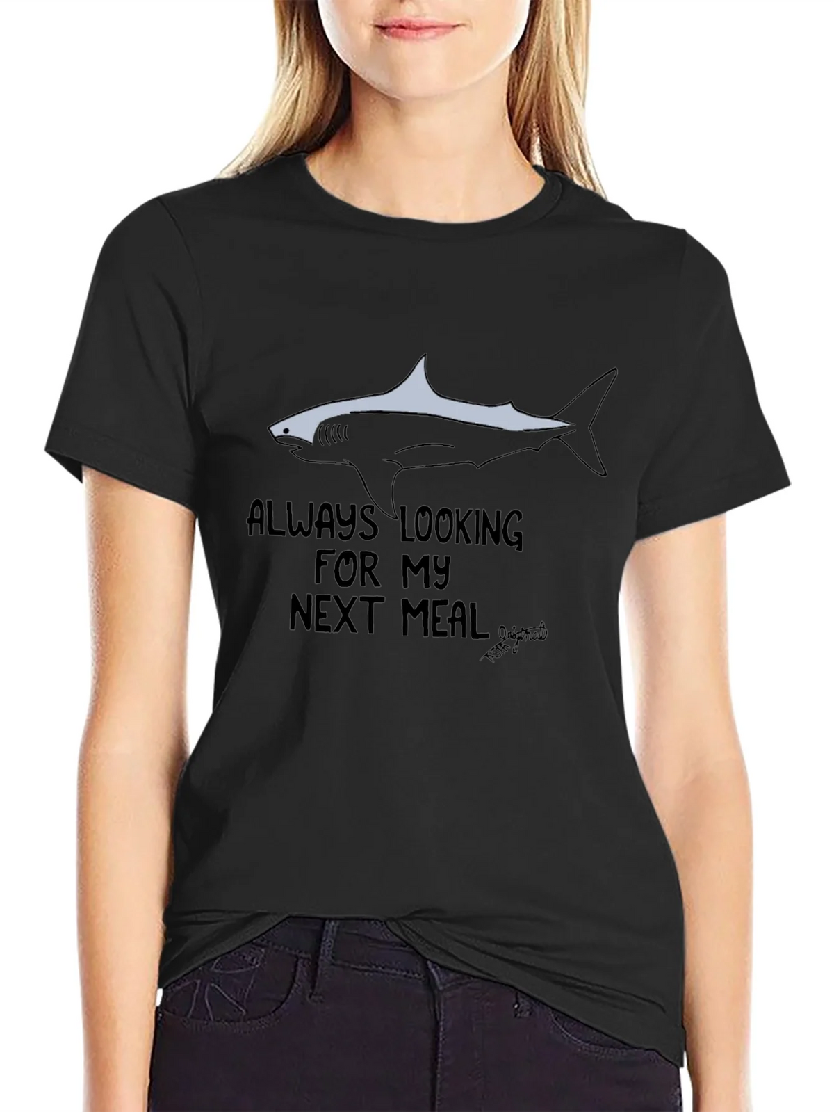 Always Looking Shark Graphic Black T-Shirt product image 2