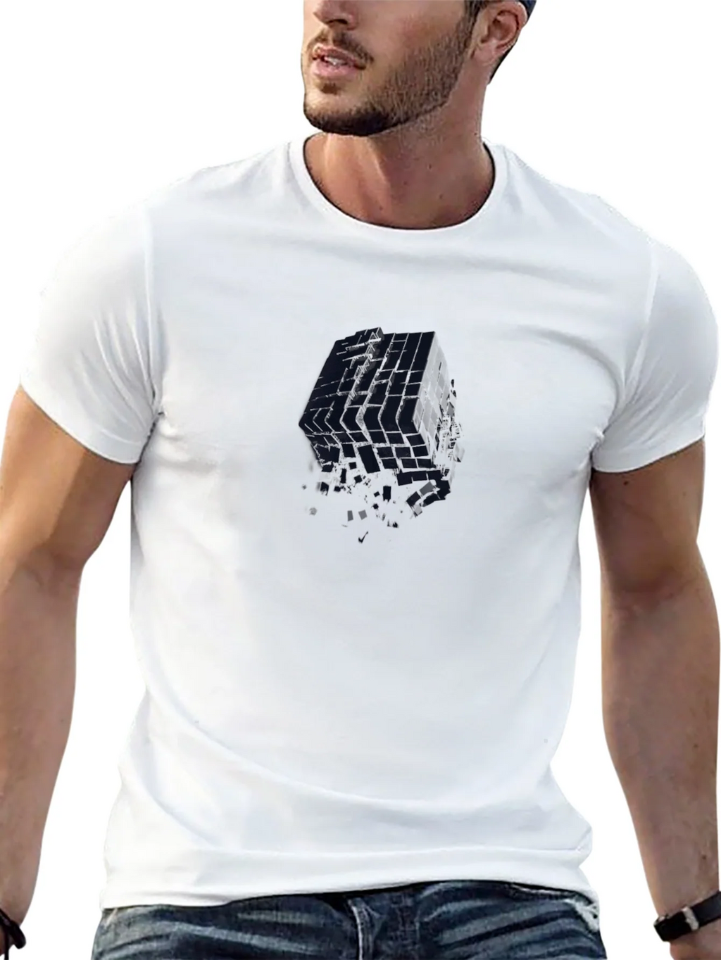 Abstract Cube Graphic Tee - Modern Black T-Shirt product image 12