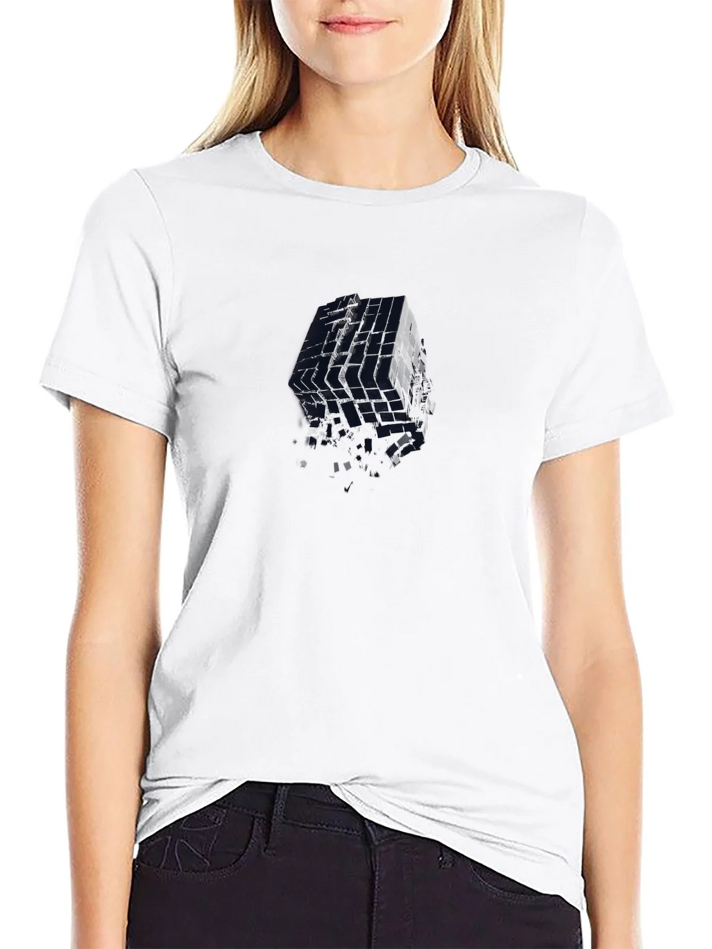 Abstract Cube Graphic Tee - Modern Black T-Shirt product image 8