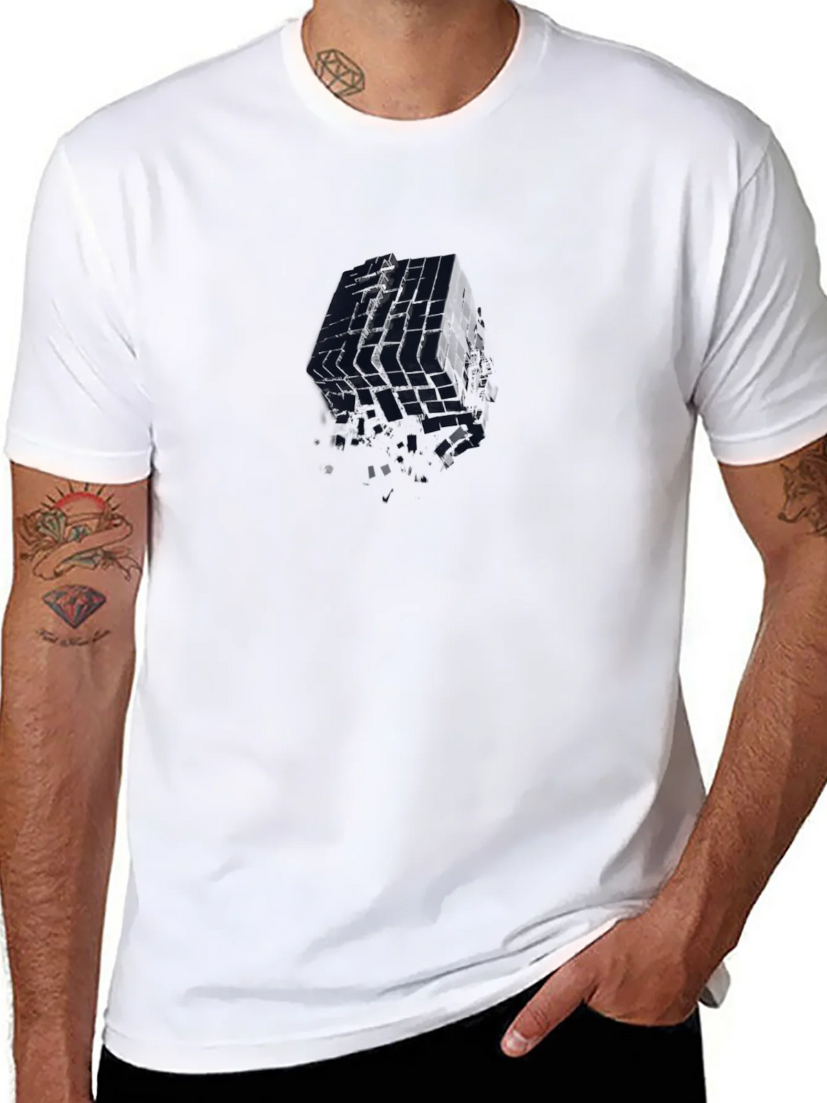 Abstract Cube Graphic Tee - Modern Black T-Shirt product image 7