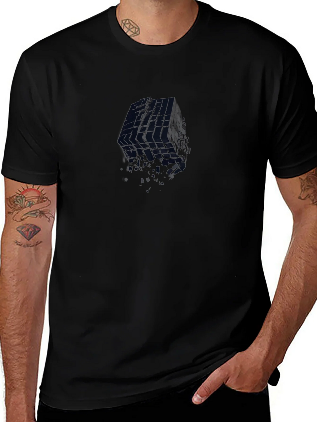 Abstract Cube Graphic Tee - Modern Black T-Shirt product image 1