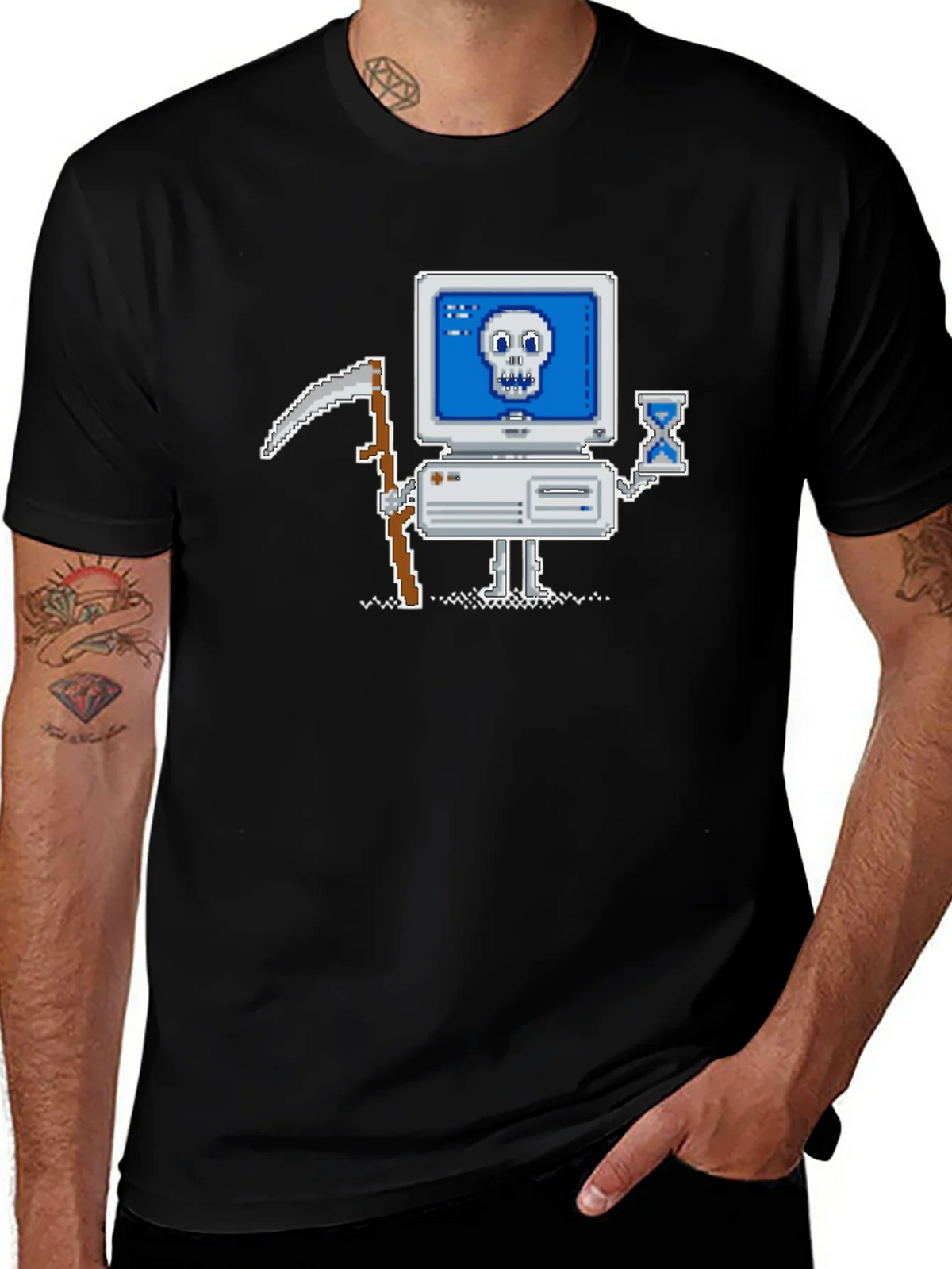 Retro Gamer T-Shirt - Pixel Art Computer Reaper product image 1