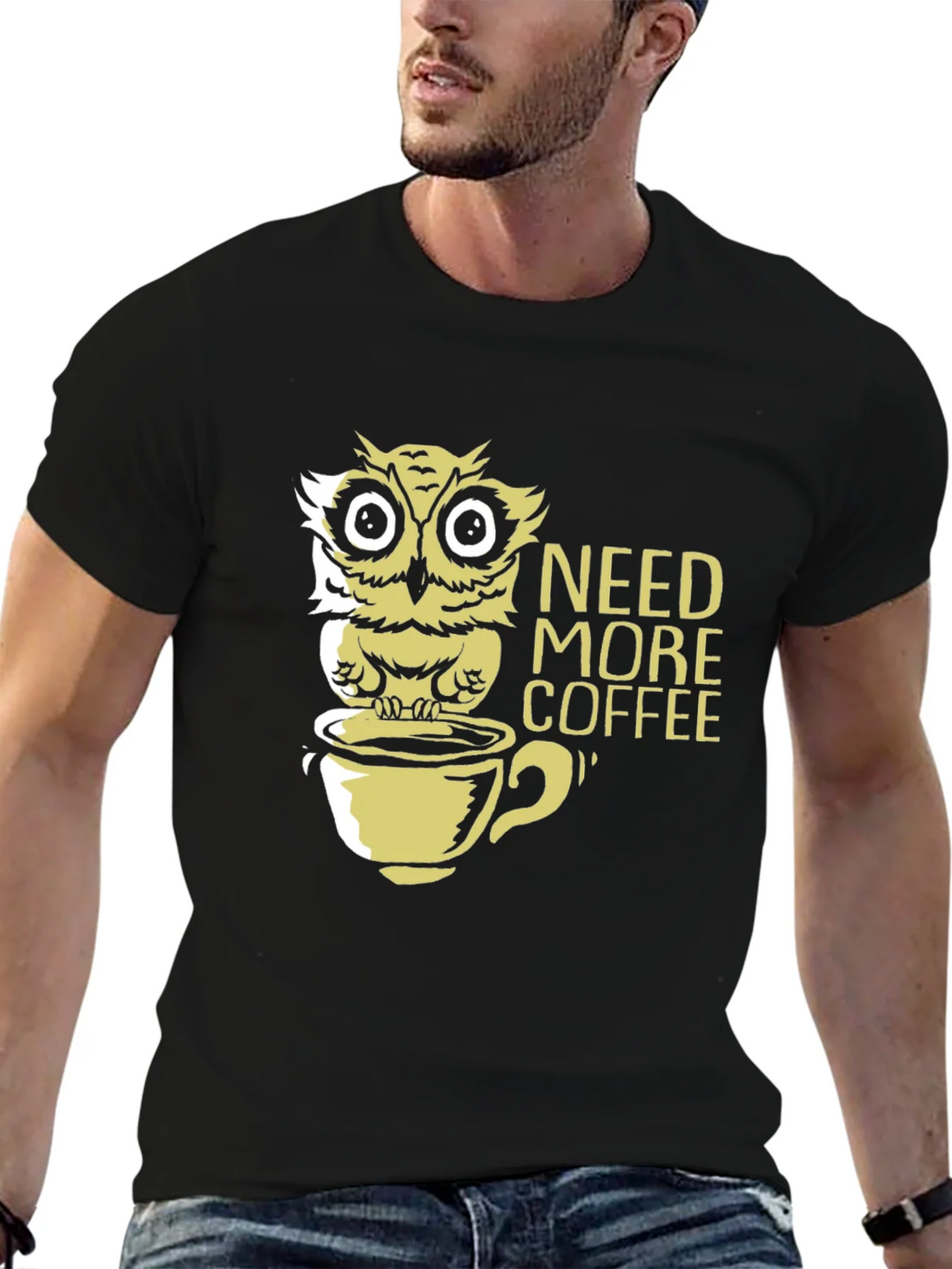 Need More Coffee Owl Graphic Tee - Black product image 5