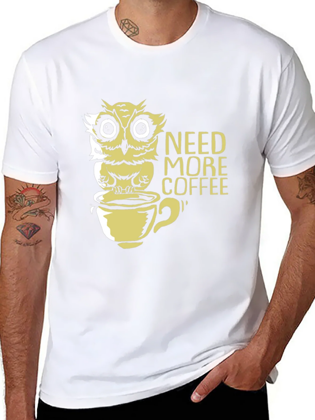 Need More Coffee Owl Graphic Tee - Black product image 6