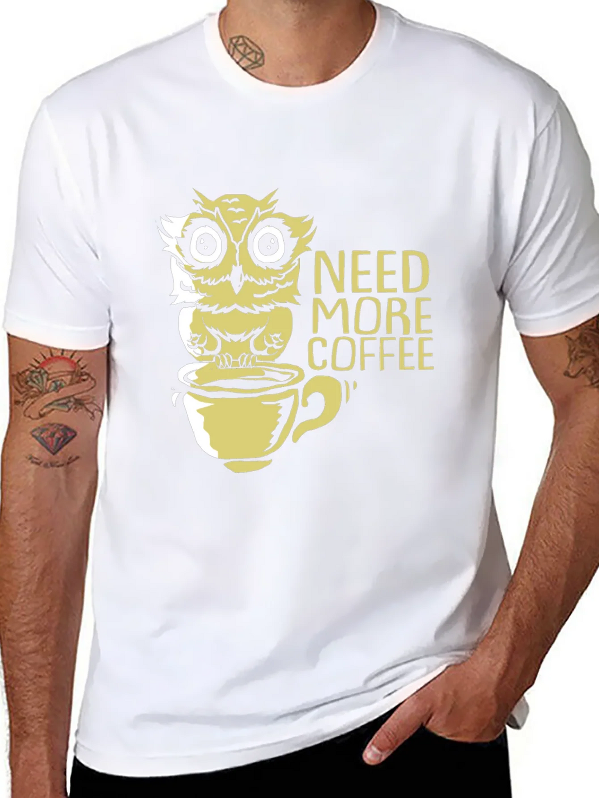 Need More Coffee Owl Graphic Tee - Black product image 6