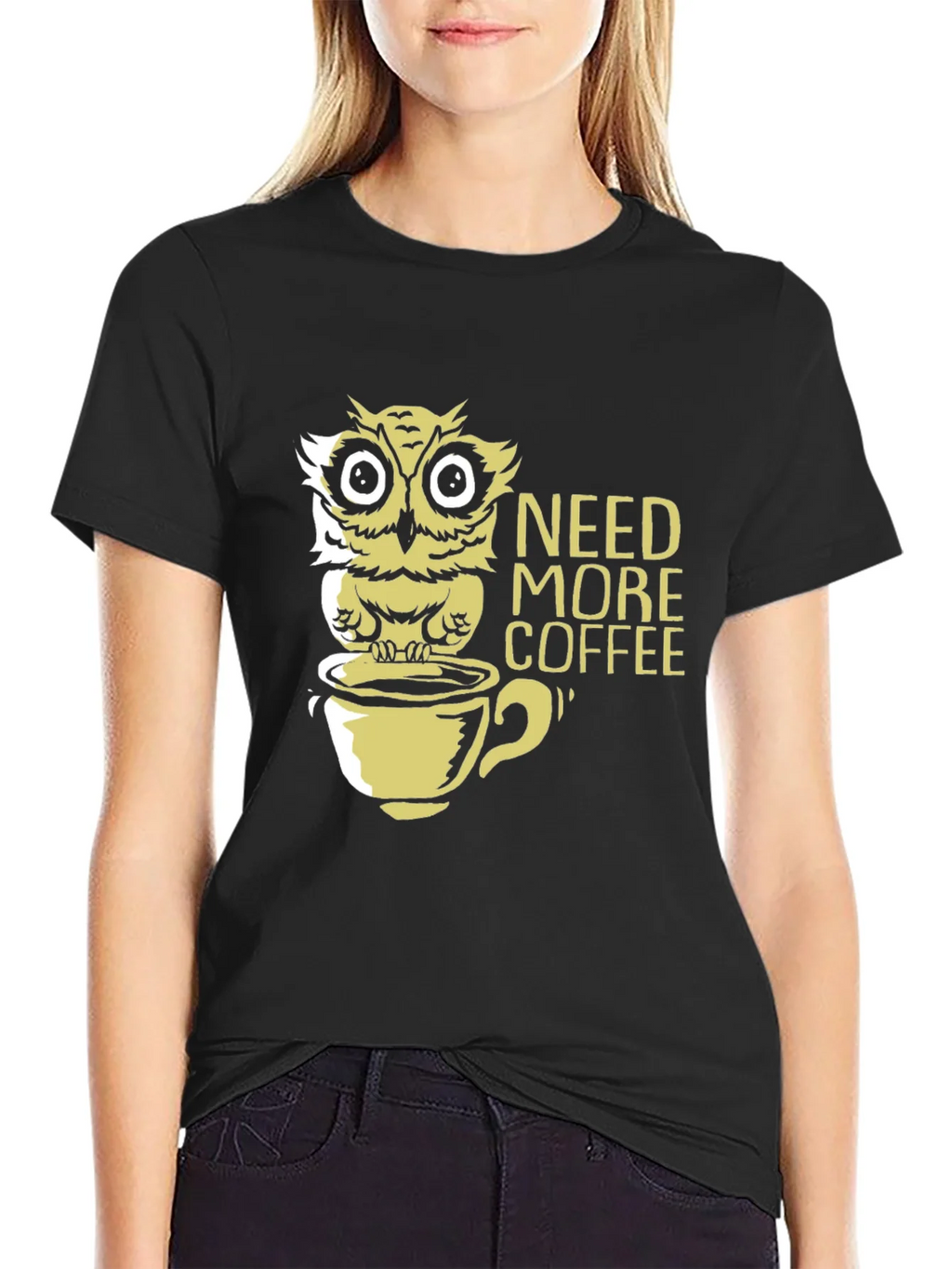 Need More Coffee Owl Graphic Tee - Black product image 2