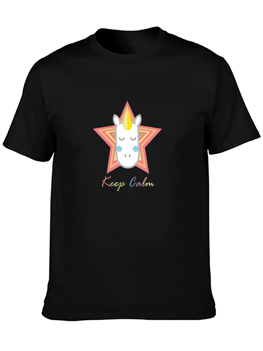 Keep Calm Unicorn Graphic Tee - Black Cotton Blend product image 3
