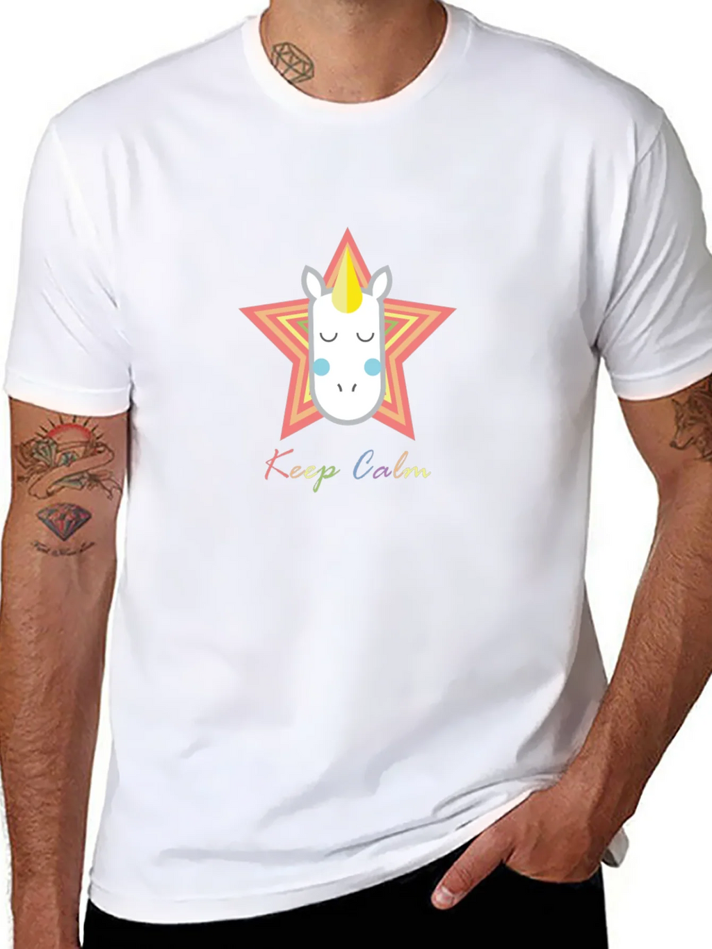 Keep Calm Unicorn Graphic Tee - Black Cotton Blend product image 7
