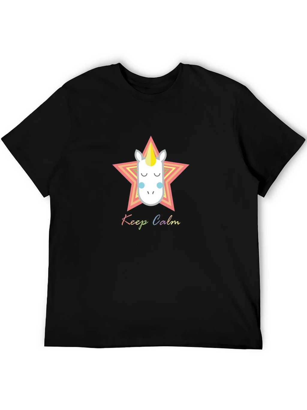 Keep Calm Unicorn Graphic Tee - Black Cotton Blend product image 5
