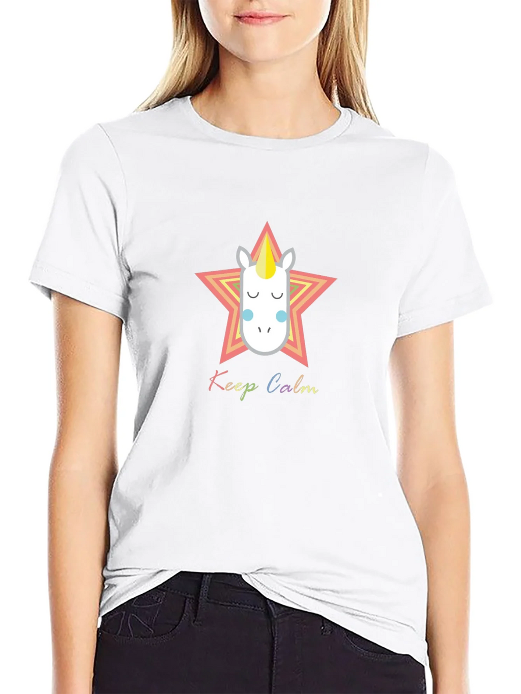 Keep Calm Unicorn Graphic Tee - Black Cotton Blend product image 8
