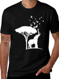 Elephant and Tree Graphic Tee - Nature Inspired Design product image 1