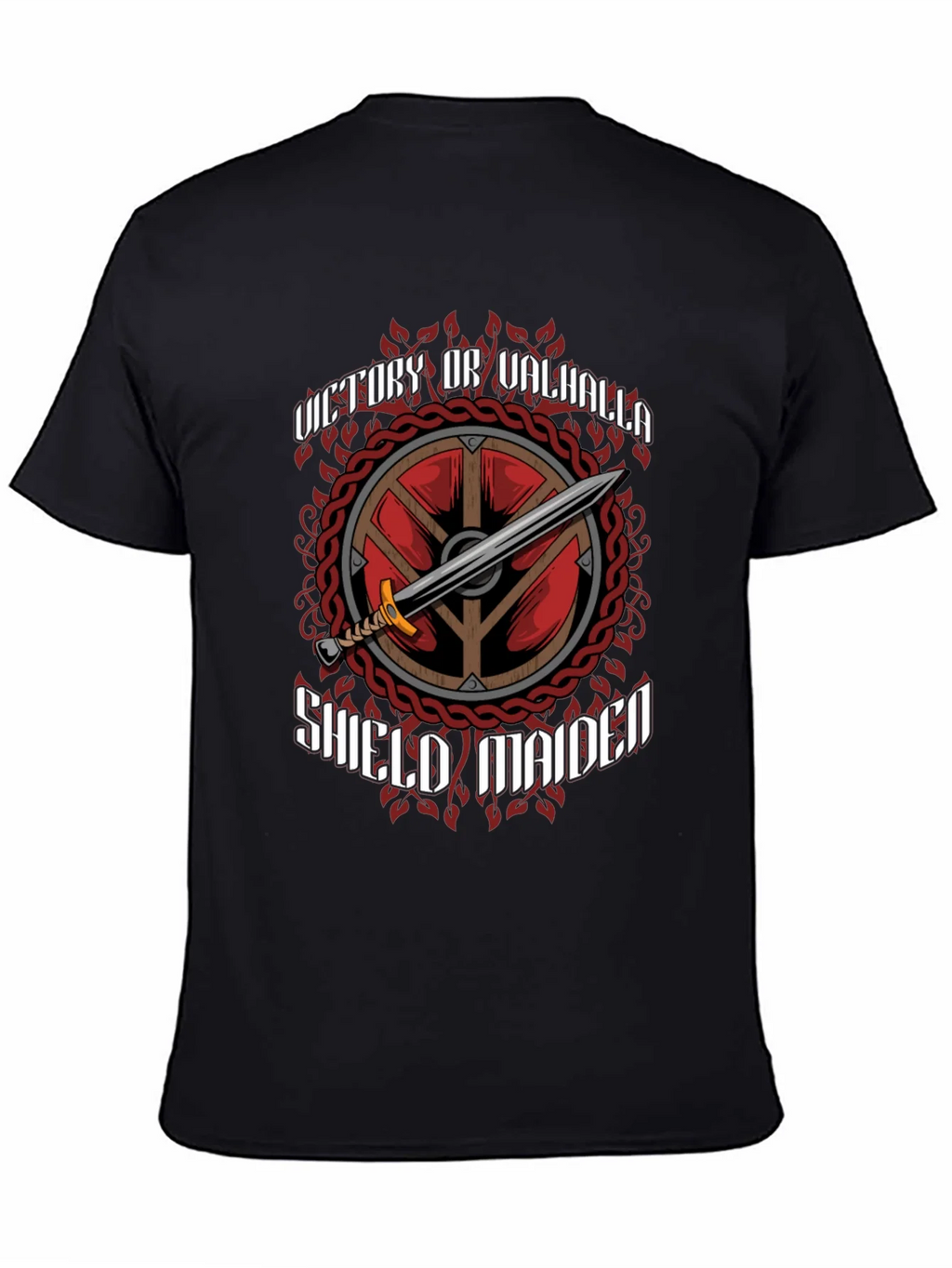 Victory or Valhalla Shield Maiden Viking T-Shirt product image 2