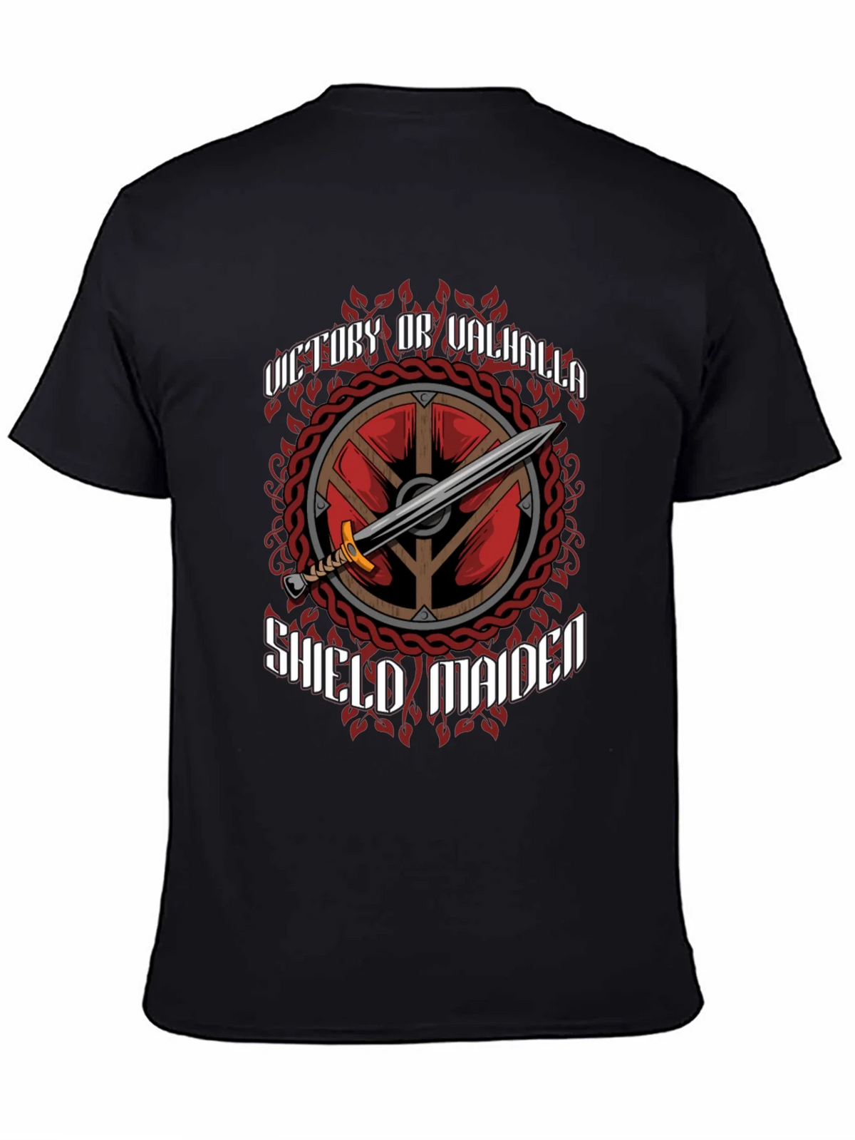 Victory or Valhalla Shield Maiden Viking T-Shirt product image 2