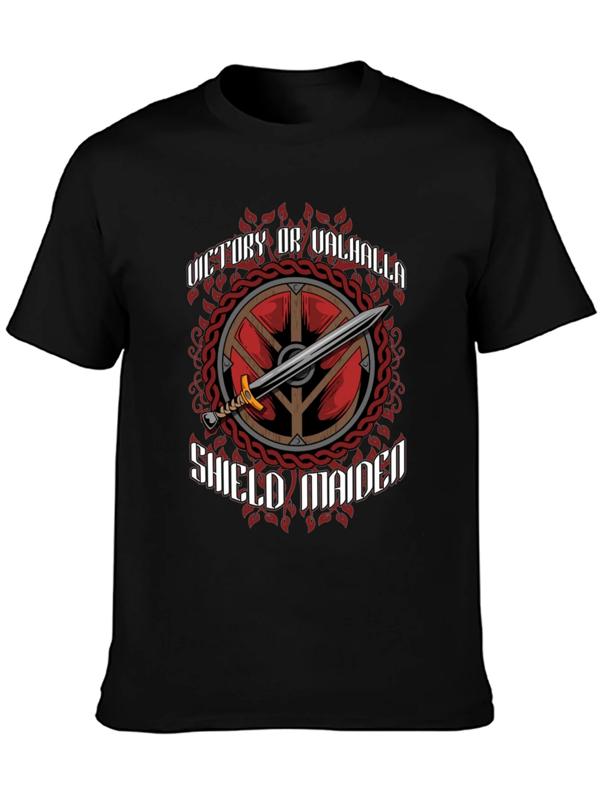 Victory or Valhalla Shield Maiden Viking T-Shirt product image 1