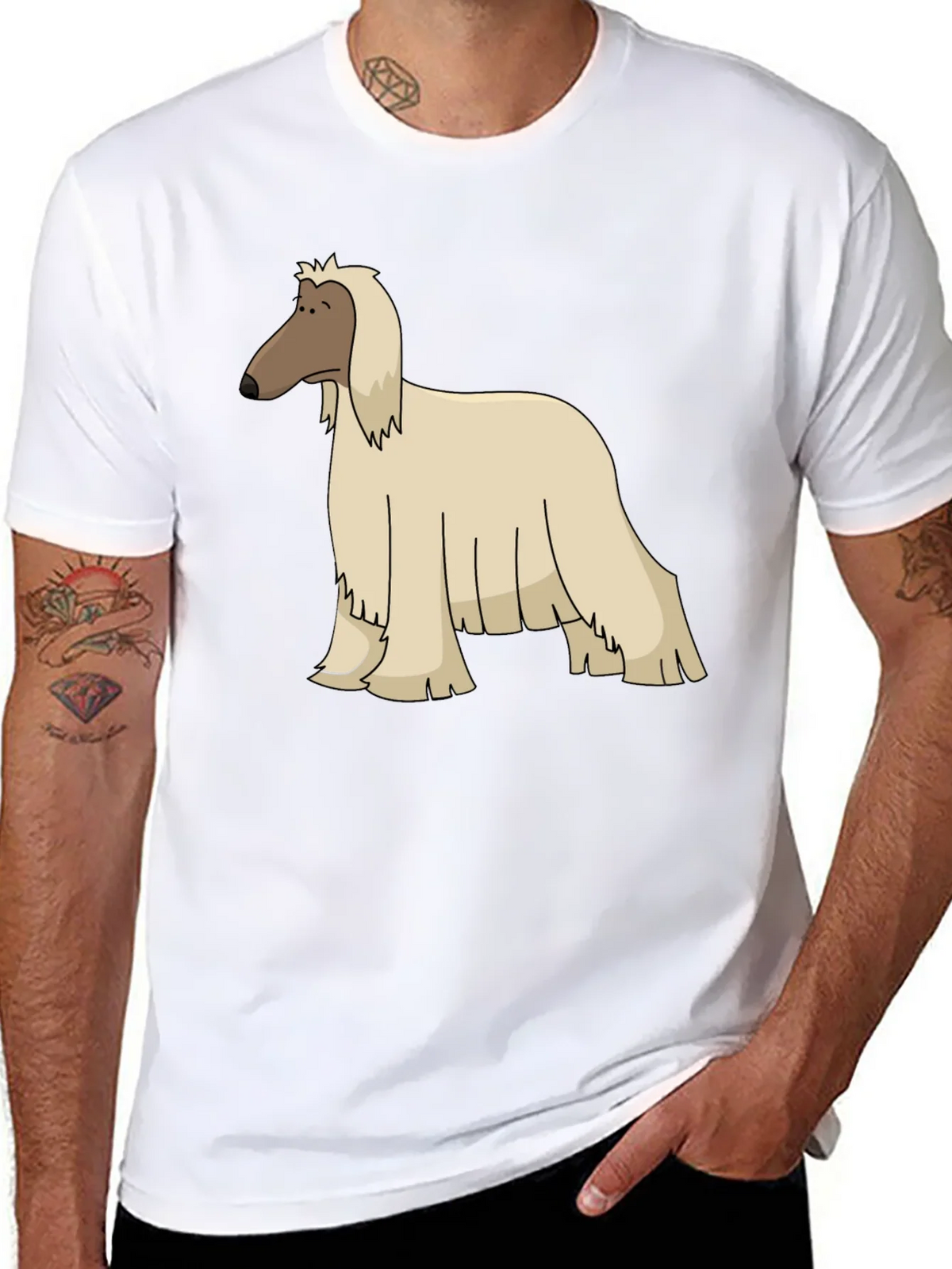 Afghan Hound Cartoon Black T-Shirt product image 7