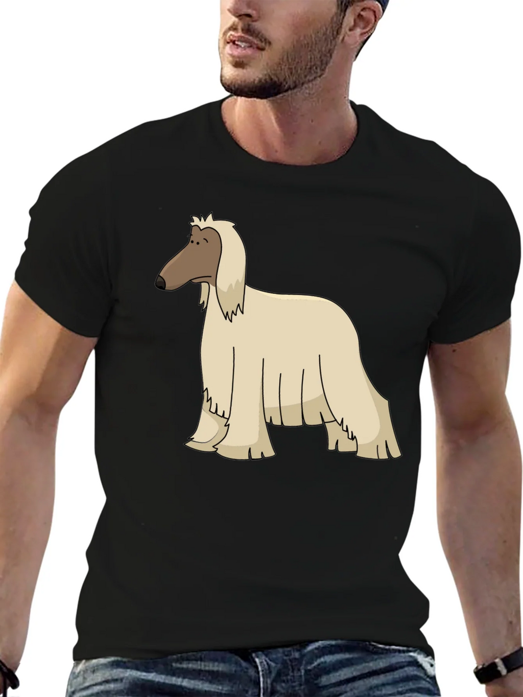 Afghan Hound Cartoon Black T-Shirt product image 6