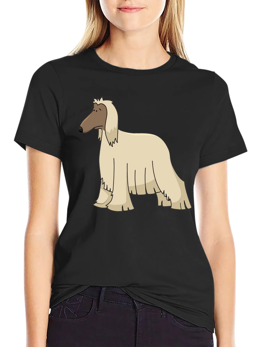 Afghan Hound Cartoon Black T-Shirt product image 2
