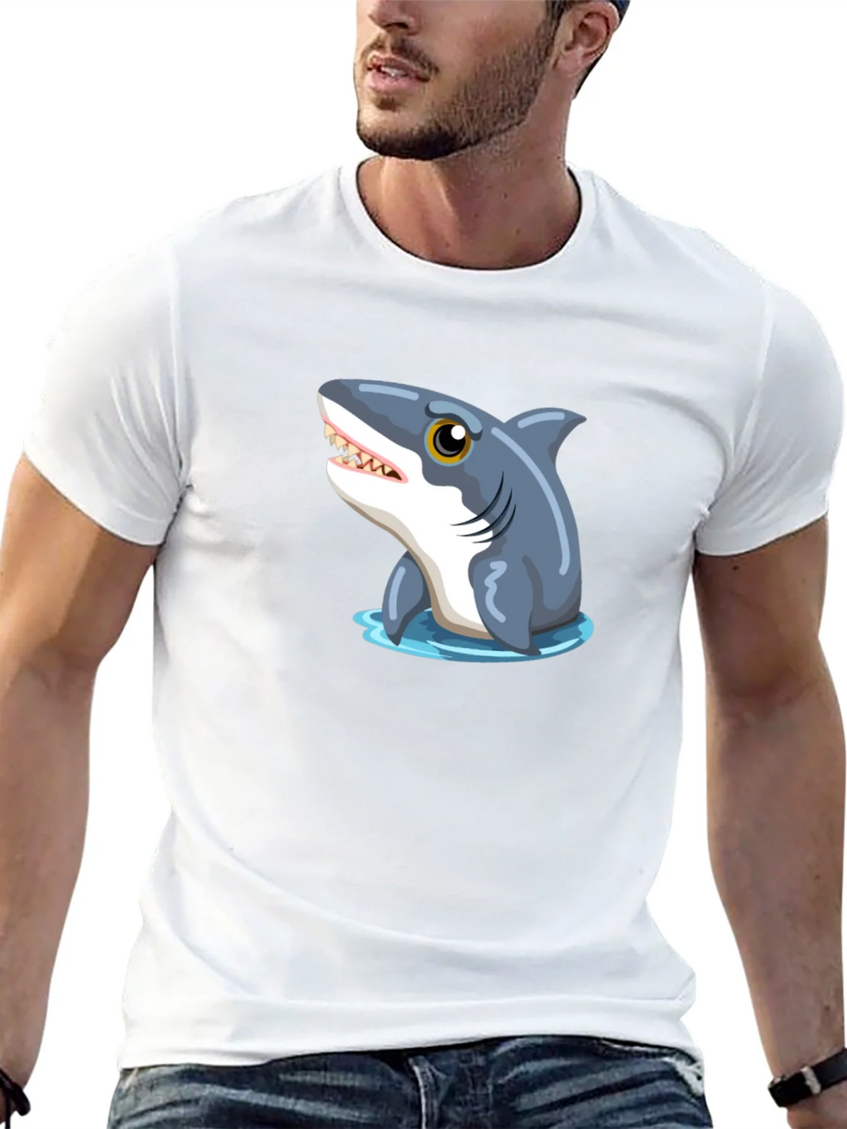 Shark Graphic Tee - Black Cotton T-Shirt product image 12